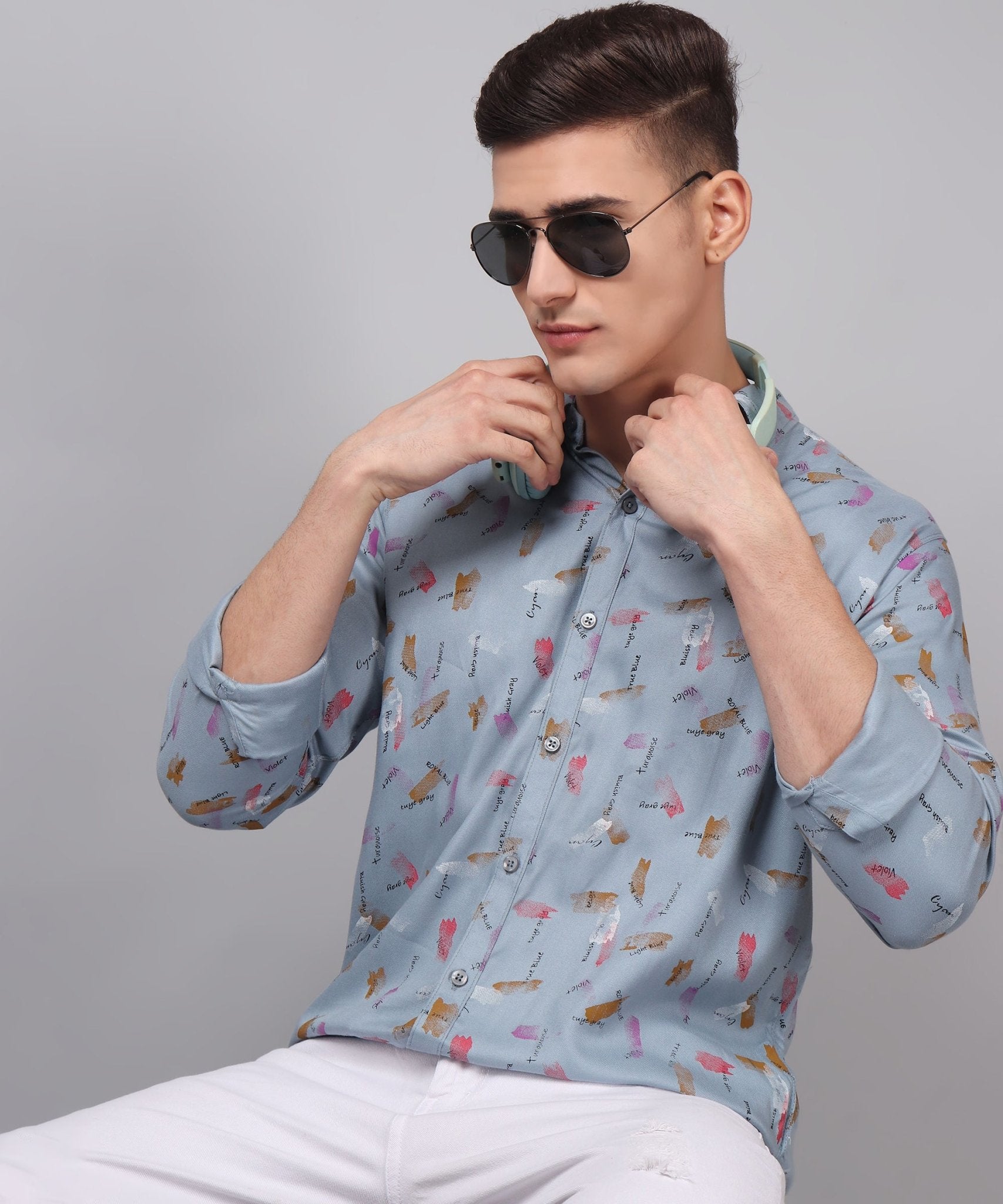 Classy Printed Multi Colored Cotton Casual Shirt for Men by Trybuy Premium - TryBuy® USA🇺🇸
