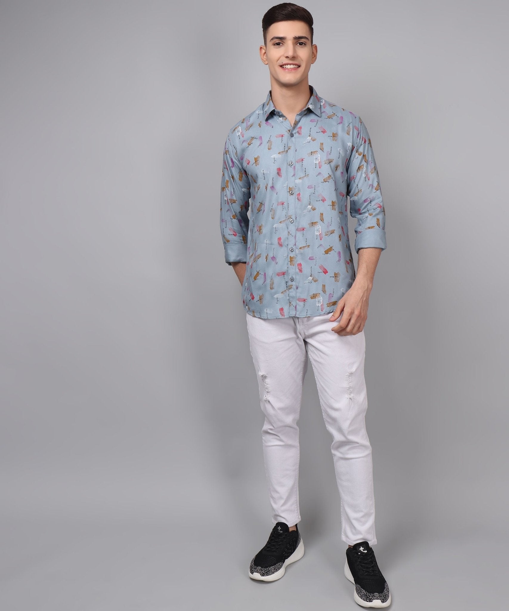 Classy Printed Multi Colored Cotton Casual Shirt for Men by Trybuy Premium - TryBuy® USA🇺🇸