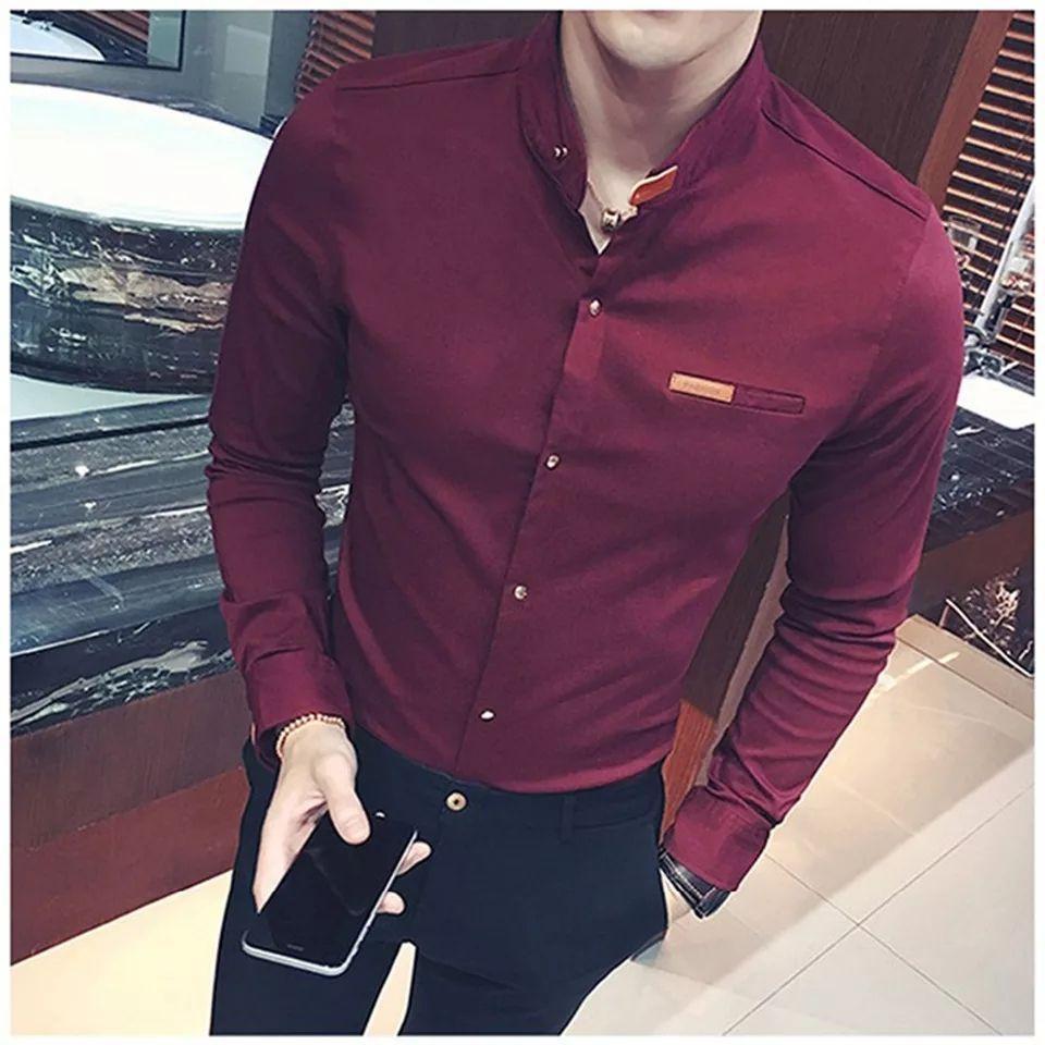 Classy Ravishing Maroon Casual Cotton Solid Men's Shirt - TryBuy® USA🇺🇸