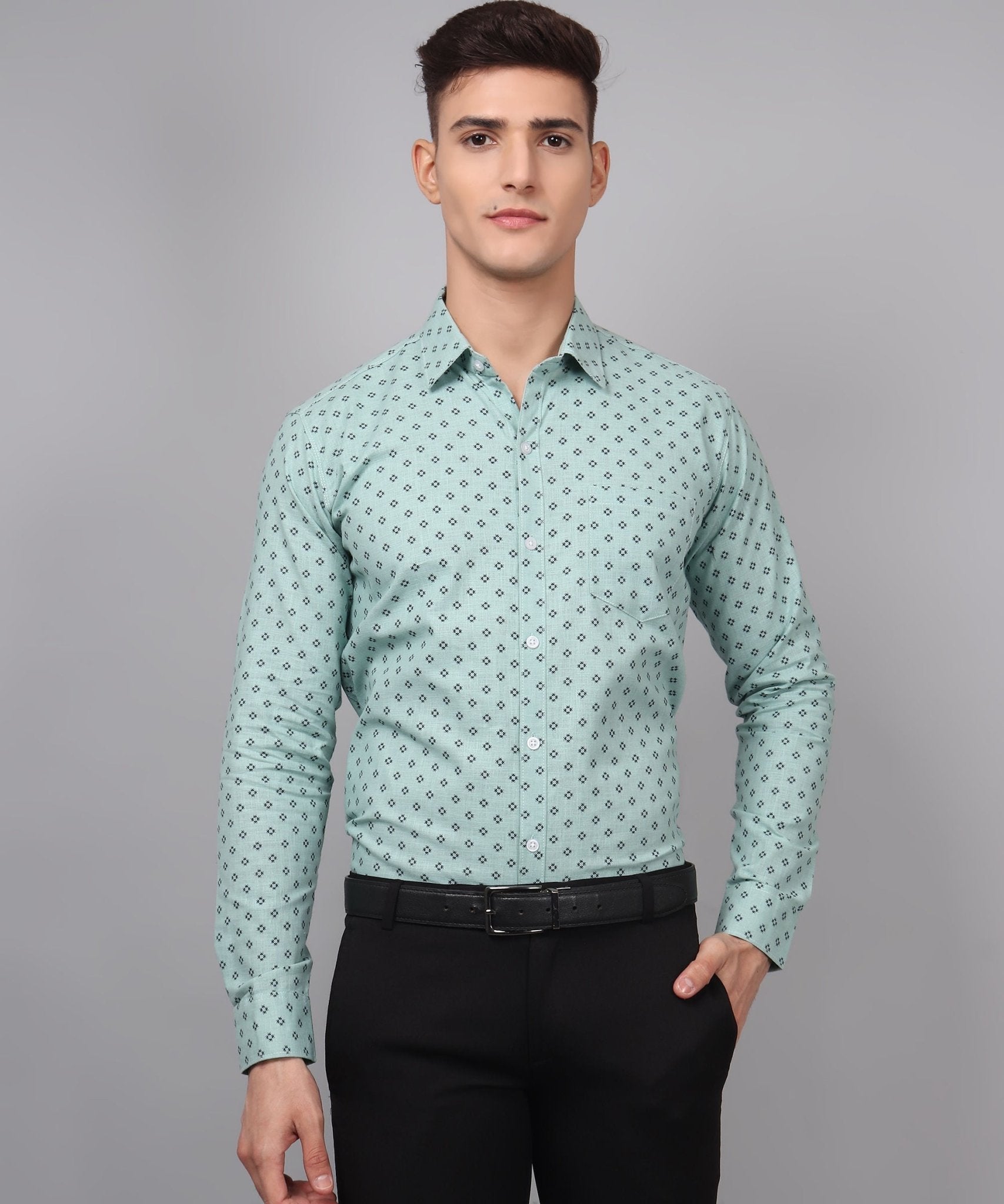 Classy TryBuy Premium Cotton Linen Printed Casual/Formal Shirt for Men - TryBuy® USA🇺🇸