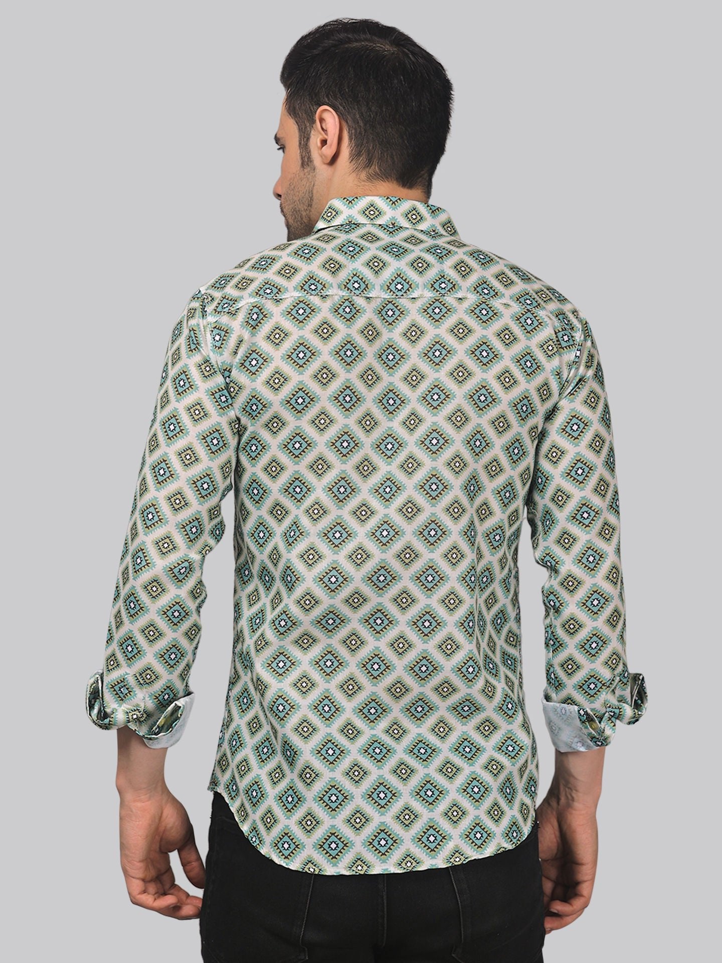 Delicate Men's Printed Full Sleeve Casual Linen Shirt - TryBuy® USA🇺🇸