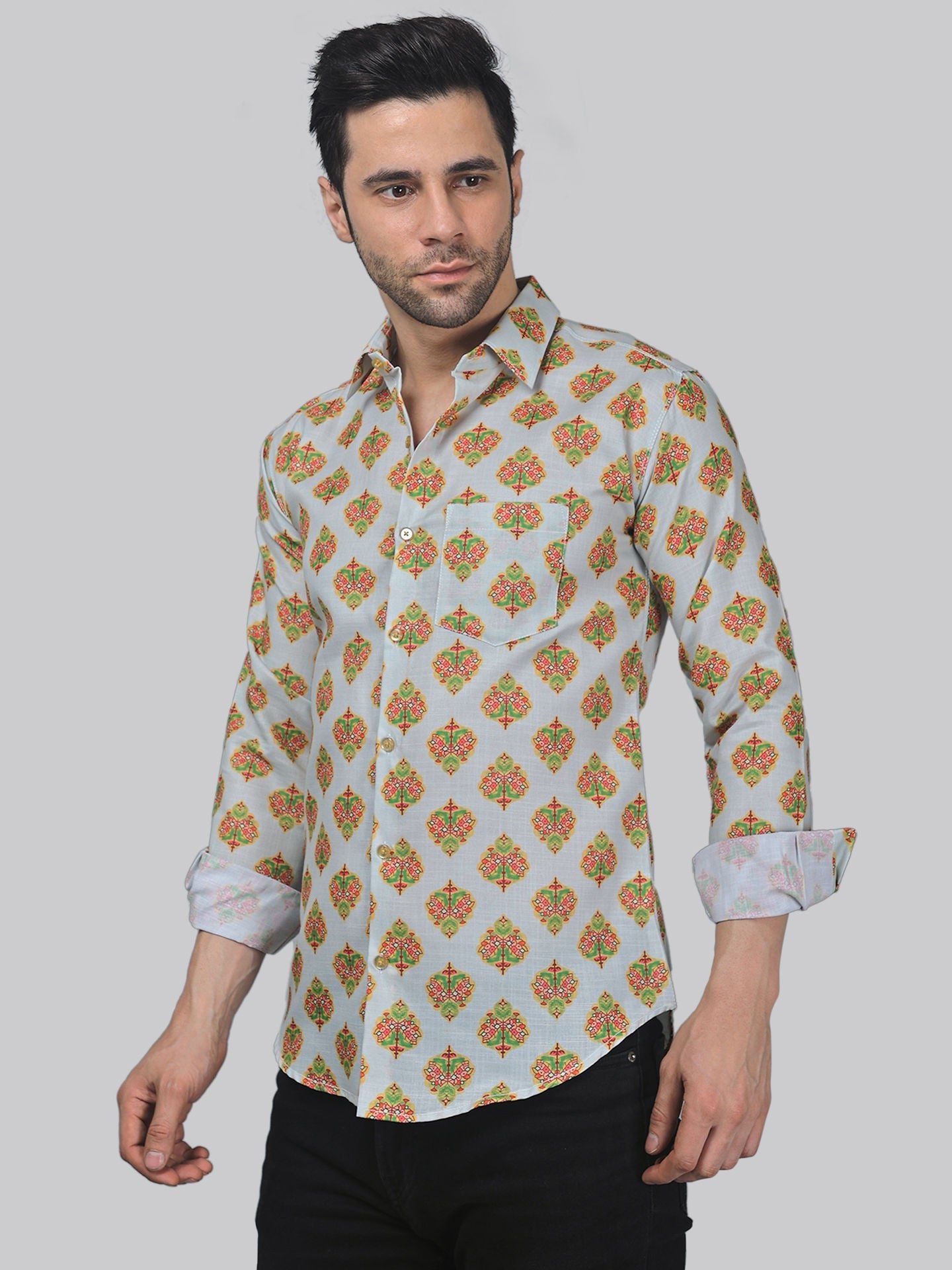 Eclectic Men's Printed Full Sleeve Casual Linen Shirt - TryBuy® USA🇺🇸