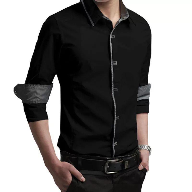 Elite Men's Designer Trendy Black Plain Cotton Casual Shirt - TryBuy® USA🇺🇸
