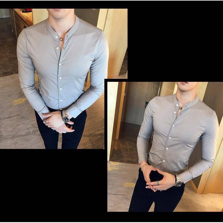 Fancy Glamorous Trendy Cotton Grey Solid Casual Men's Shirt - TryBuy® USA🇺🇸