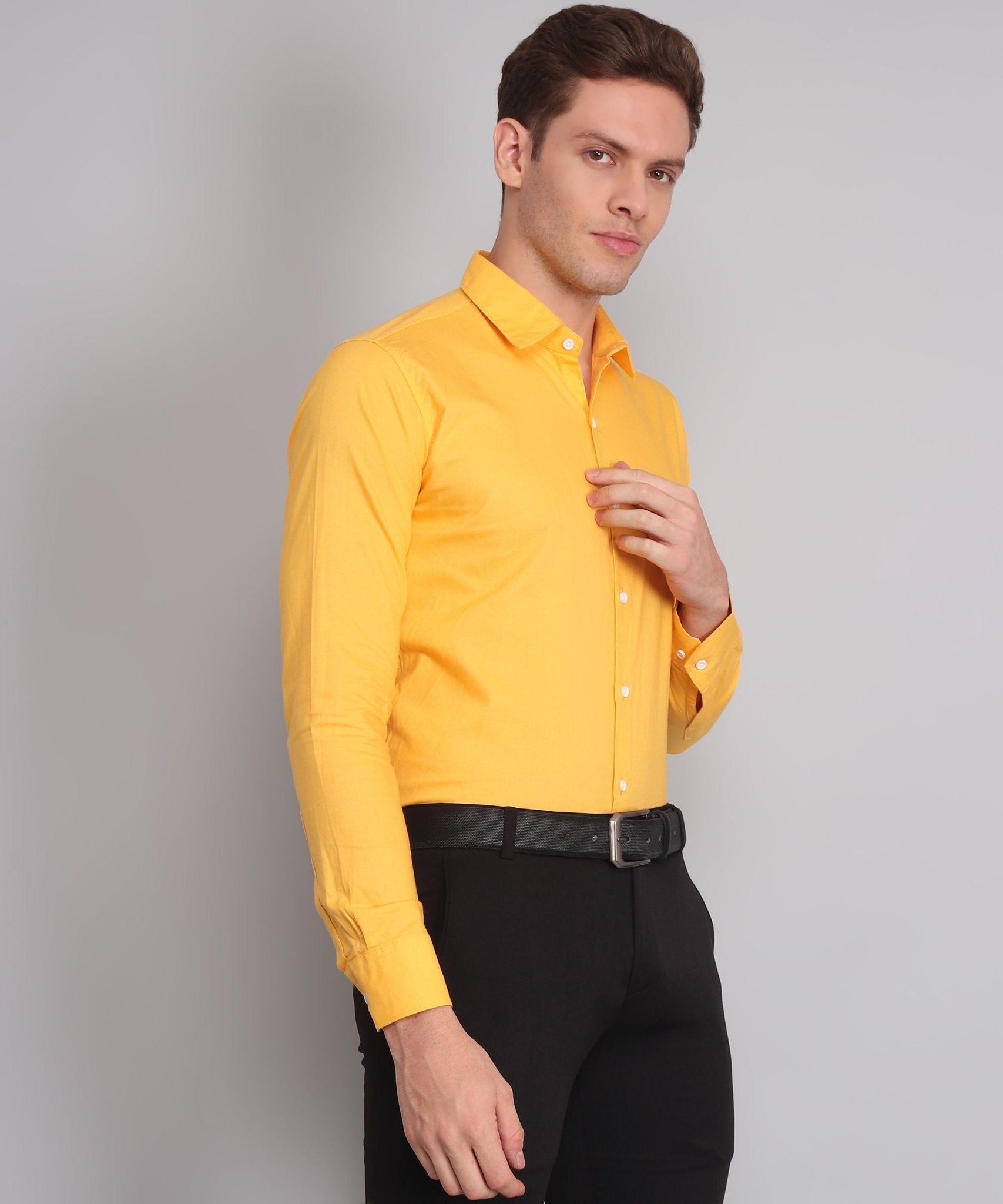 Luxurious Exclusive TryBuy Premium Wrinkle-Free Yellow Casual/Formal Shirt for Men - TryBuy® USA🇺🇸