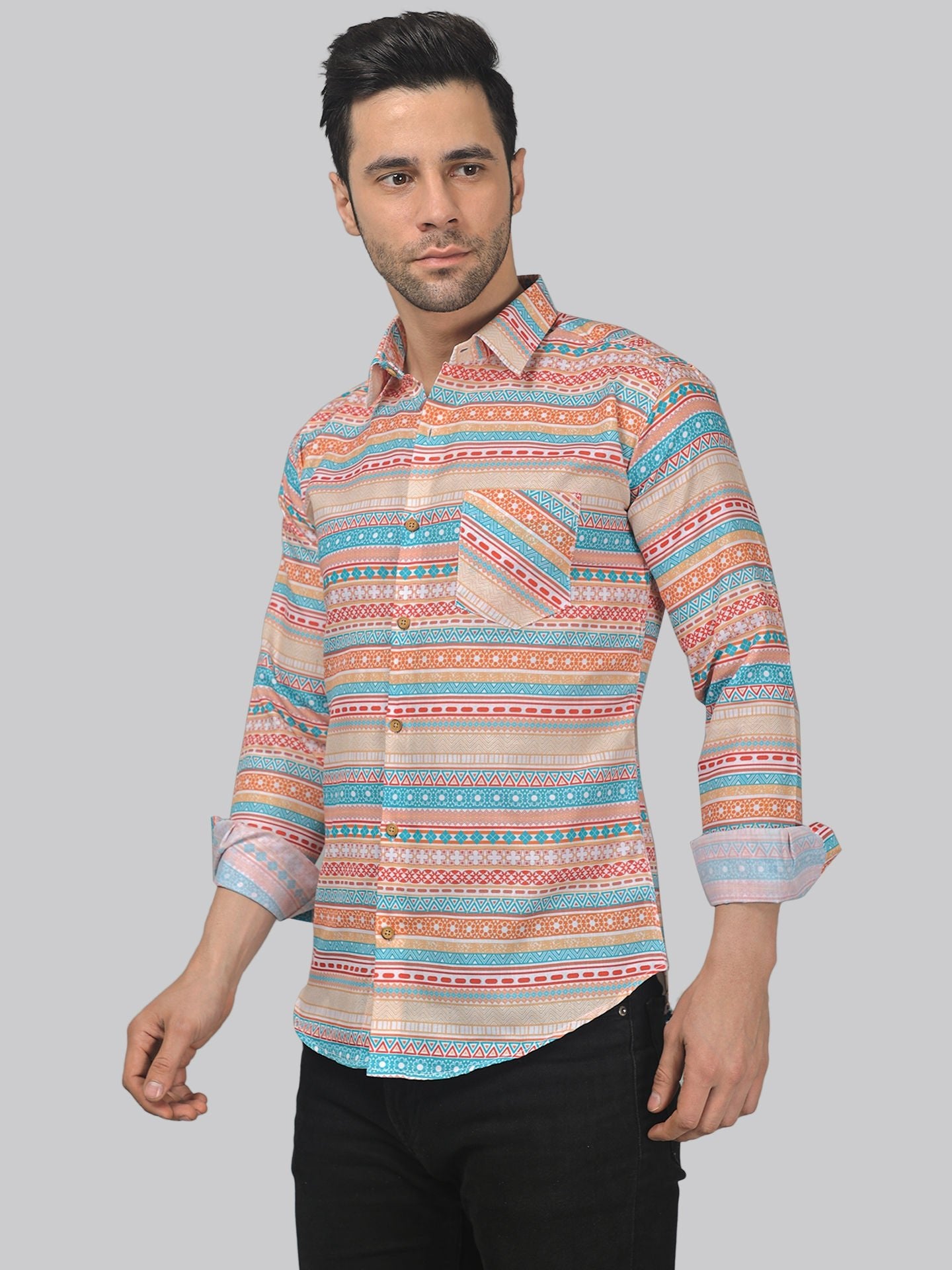 Minimalist Men's Printed Full Sleeve Casual Linen Shirt - TryBuy® USA🇺🇸