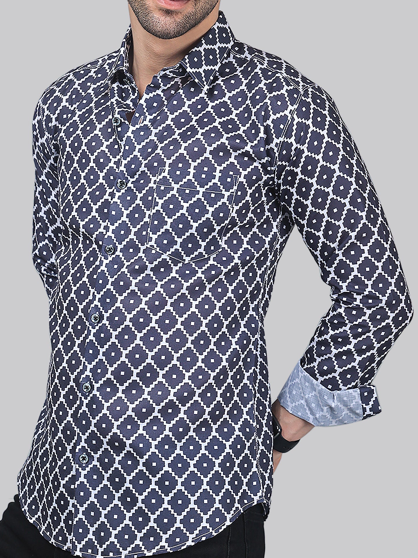 Opulent Men's Printed Full Sleeve Casual Linen Shirt - TryBuy® USA🇺🇸