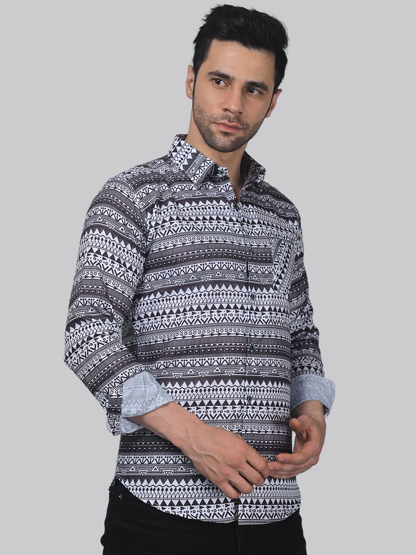 Pop-art Men's Printed Full Sleeve Casual Linen Shirt - TryBuy® USA🇺🇸