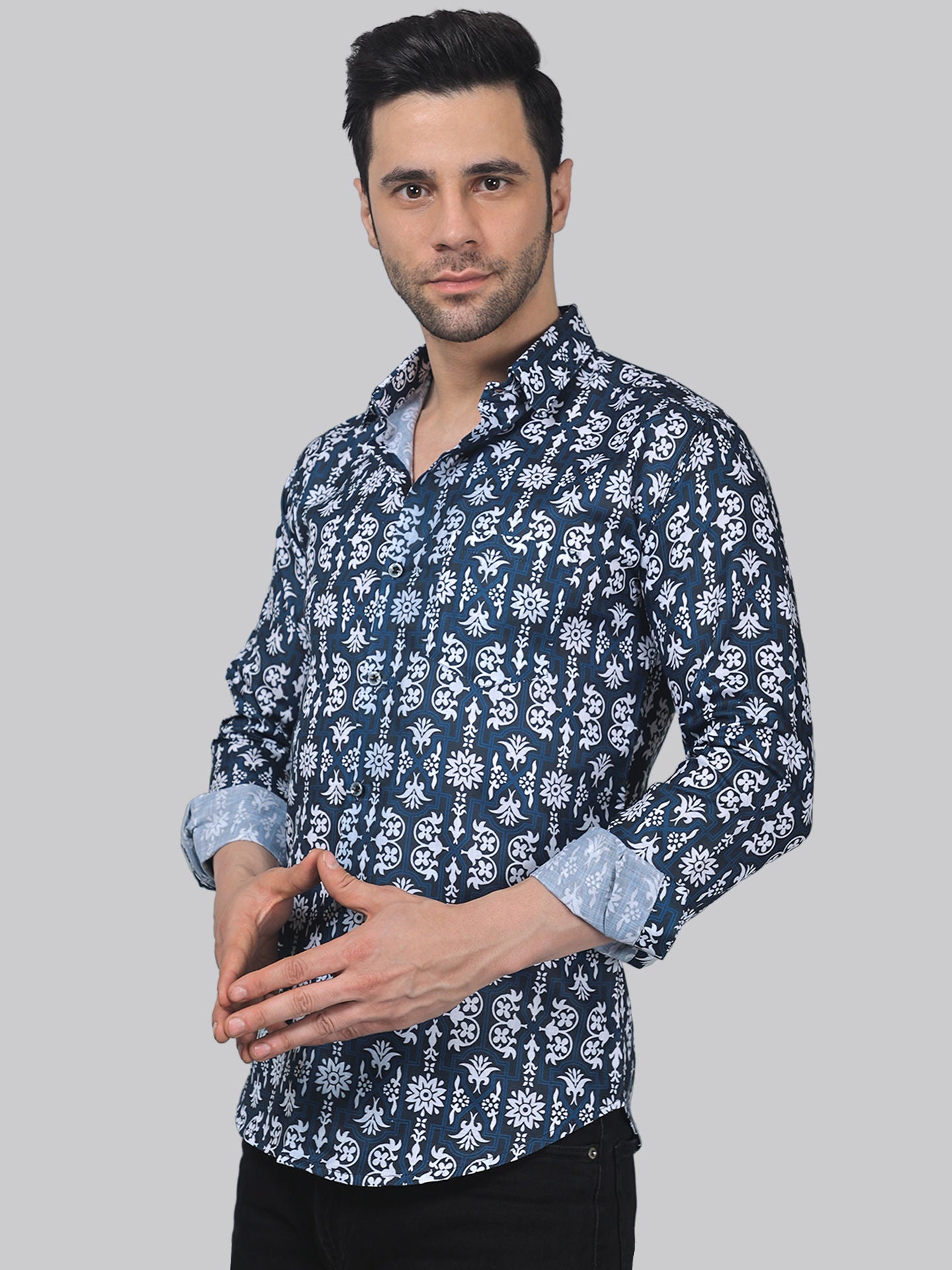 Serene Men's Printed Full Sleeve Casual Linen Shirt - TryBuy® USA🇺🇸