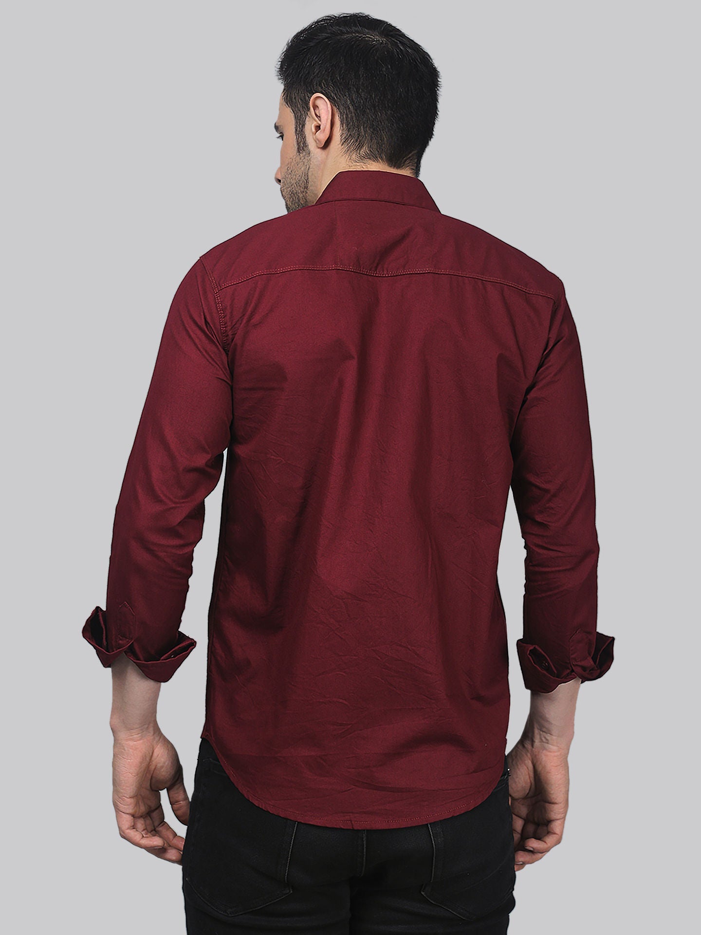 Sleek TryBuy Premium Solid Maroon Cotton Casual Shirt for Men - TryBuy® USA🇺🇸