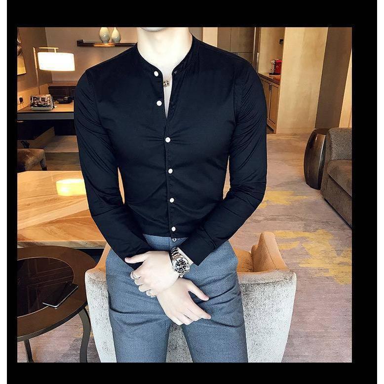 Stylish Fashionable Black Solid Cotton Casual Shirt for Men - TryBuy® USA🇺🇸