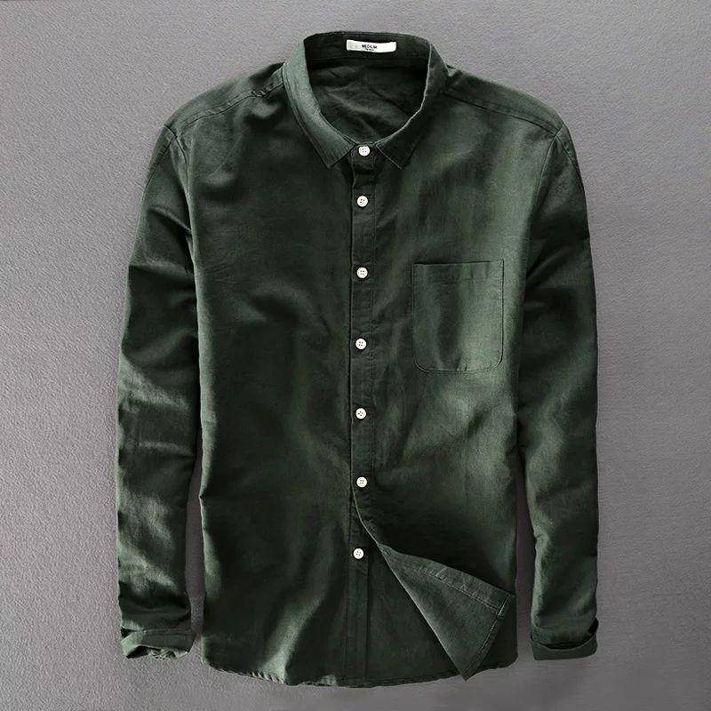 Stylish New Branded Green Linen Cotton Casual Shirt for Men - TryBuy® USA🇺🇸