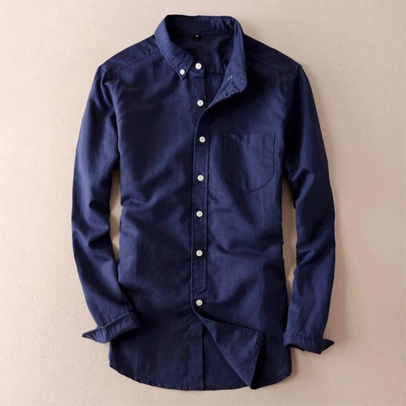 Stylish New Branded Navy Linen Cotton Casual Shirt for Men - TryBuy® USA🇺🇸