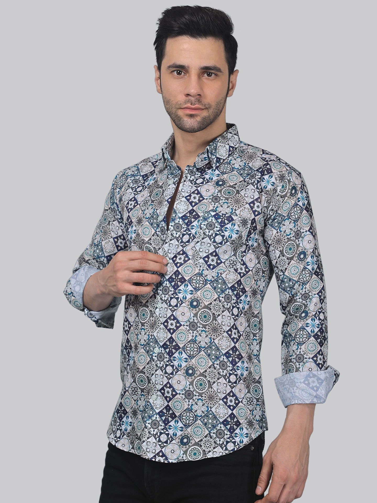 TryBuy Men's Printed Full Sleeve Casual Linen Shirt - Add Some Pop to Your Outfit! - TryBuy® USA🇺🇸