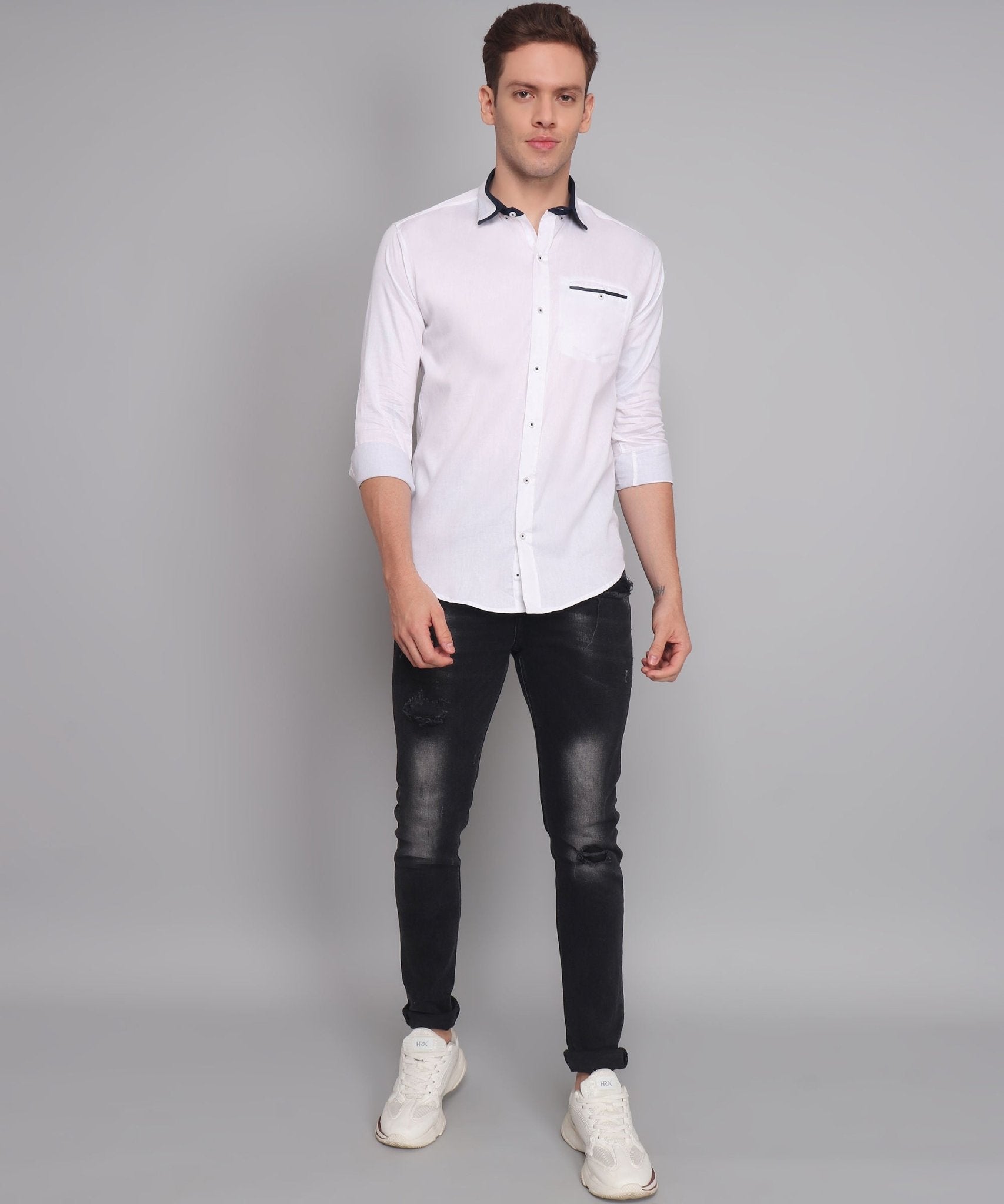 TryBuy Premium Fashionable Cotton Casual White Shirt for Men - TryBuy® USA🇺🇸