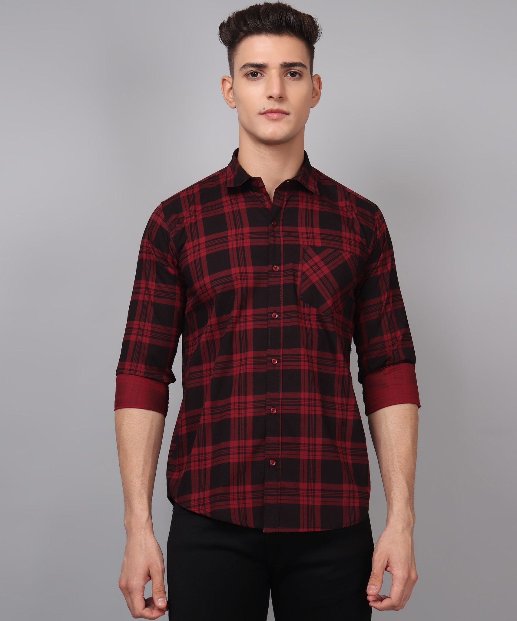 TryBuy Premium Red Black Checks Shirts for Men - TryBuy® USA🇺🇸