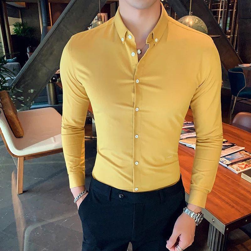 Trybuy Trendy Fashionable Branded yellow Cotton Casual Shirt for Men - TryBuy® USA🇺🇸