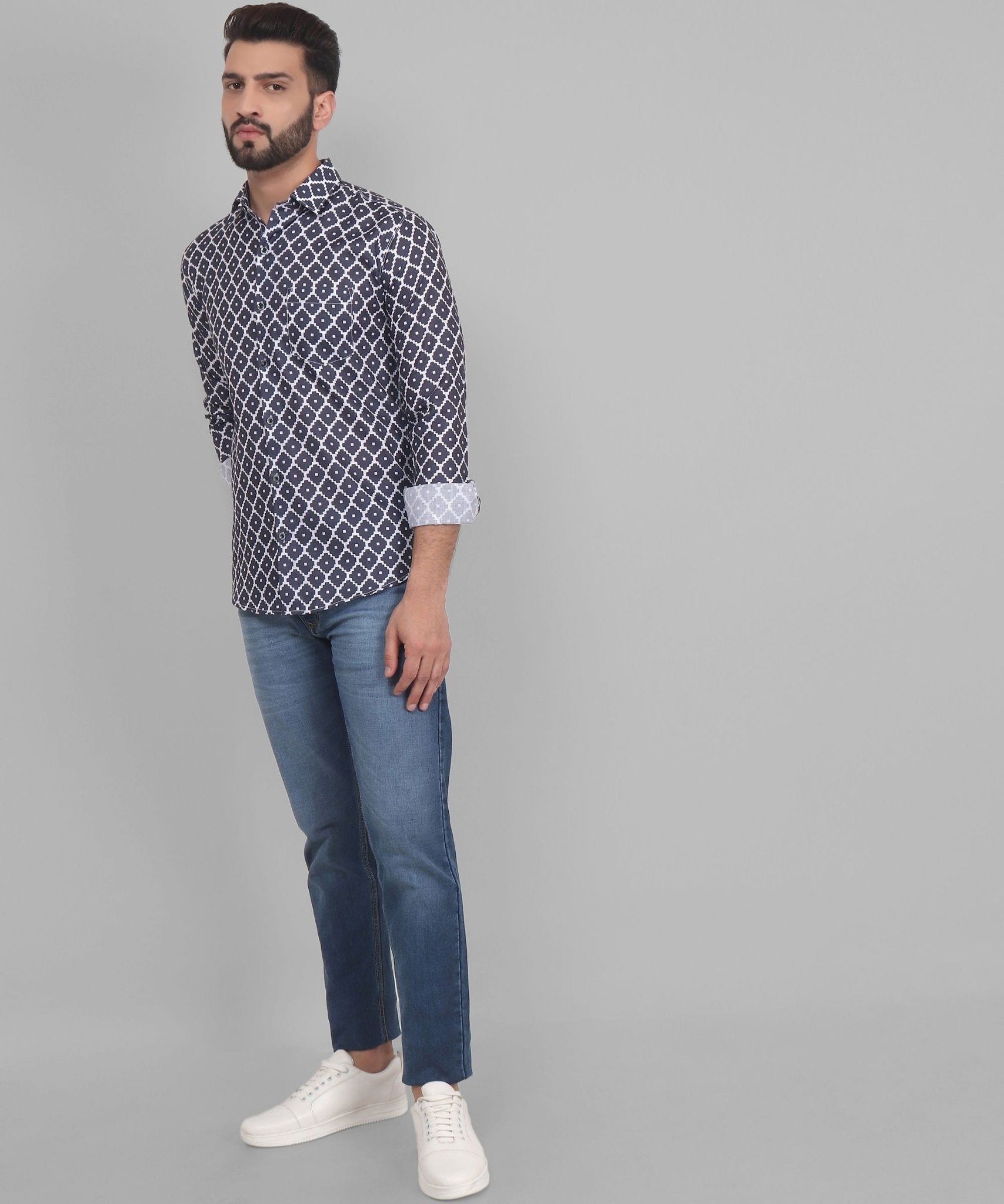 Urbanite Men's Printed Full Sleeve Casual Linen Shirt - TryBuy® USA🇺🇸